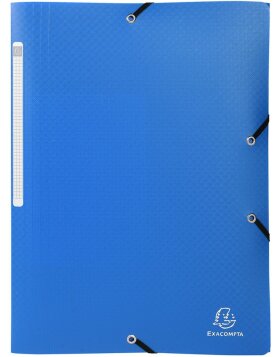 Folder Okap in size DIN A4 with 3 flaps and elastic band, made of PP 0,5mm Blue