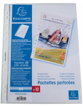 Exacompta 100 brochure pockets, open at the top and side, smooth A4