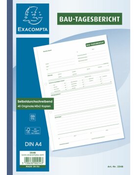 Exacompta construction daily report DIN A4 3x40 sheets
