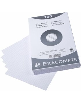 Index cards 125x200 mm squared white 100 pieces
