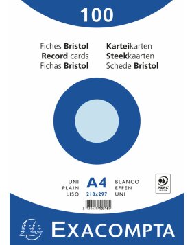 Karteikarten blanko DIN A4 100 Stück eingeschweißt blau