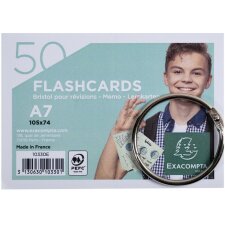 Exacompta 50 Flashcards avec anneau ligné DIN A7