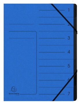 Exacompta Cartella elastica interna nera 7 scomparti A4 Blu