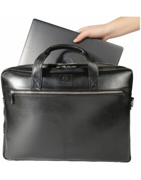 Exacompta Laptop Shoulder Bag 2 Compartments Black Leather Exactive Black