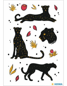 HERMA Black Panther Sticker with precious gold embossing