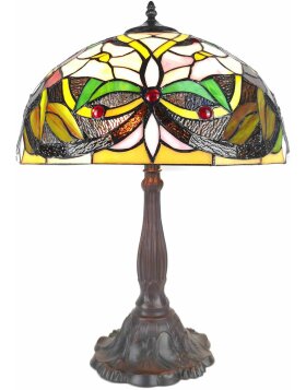 LumiLamp 5LL-6126 Lampe de table Tiffany Ø 41x58 cm E27-max 2x60W Beige Fleurs