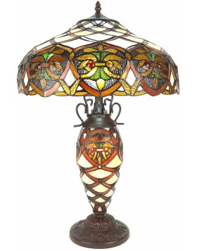 LumiLamp 5LL-6134 Lampe de table Tiffany Ø 41x58 cm E27-max 2x60W Beige, Marron