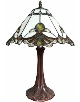 LumiLamp 5LL-6185 Table Lamp Tiffany Ø 31x49 cm E27-max 1x60W White, Brown, Green