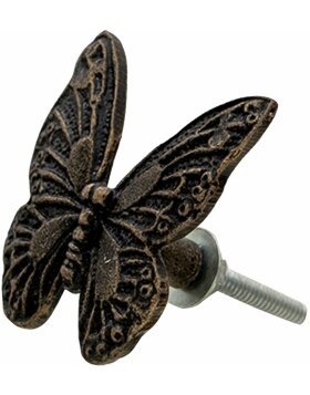 Clayre & Eef 64887 Door knob set of 4 butterfly black 5x3x5 cm