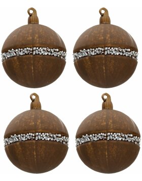 Clayre & Eef 6gl3271 Christmas balls set of 4 brown ø 8 cm