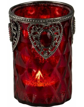 Clayre & Eef 6gl3350 glass candle holder red ø 9x14 cm