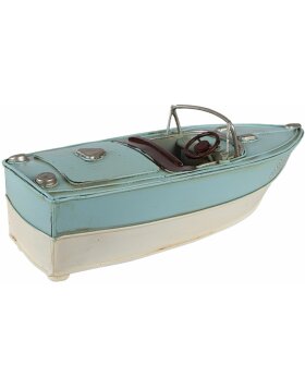 Clayre & Eef 6Y4609 Mini modello decorativo di barca turchese 24x11x9 cm