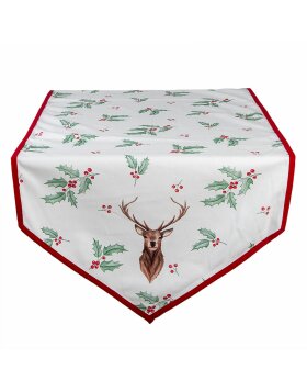 Clayre & Eef hch65 Table runner Christmas White, Red 50x160 cm