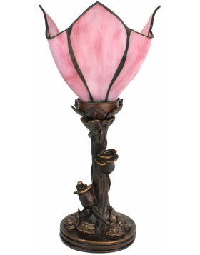 Clayre & Eef 5LL-6232 Lampa stołowa Tiffany kwiat różowy Ø 18x32 cm E14-max 1x25W