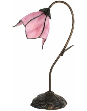 Clayre & Eef 5ll-6234 Tiffany table lamp flower pink ø 30x48 cm E14-max 1x25W