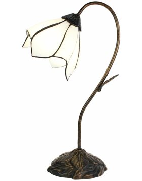 Clayre & Eef 5LL-6235 Lampada da Tavolo Tiffany Fiore Bianco Ø 30x48 cm E14-max 1x25W