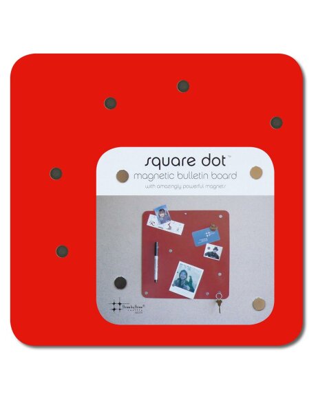 vierkant magneetbord in rood vierkant stip 23 cm