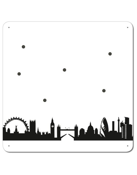 SKYLINE pizarra magn&eacute;tica Londres en blanco-negro