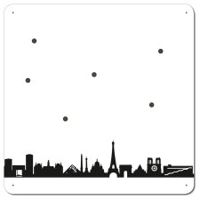 skyline magneetbord Parijs in wit-zwart