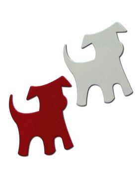 SHAPE UP imanes decorativos perro rojo-blanco 4 piezas