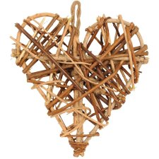 Rattanowa dekoracja w kształcie serca 20 cm