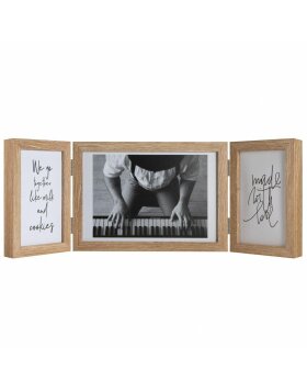 Henzo Drewniana ramka podwójna Pianino 3 zdjęcia 10x15 cm i 15x20 cm beżowa