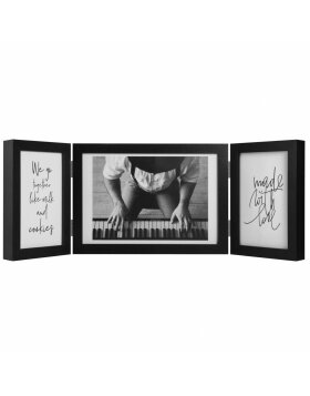 Henzo Holz-Doppelrahmen Piano 3 Fotos 10x15 cm und 15x20 cm schwarz
