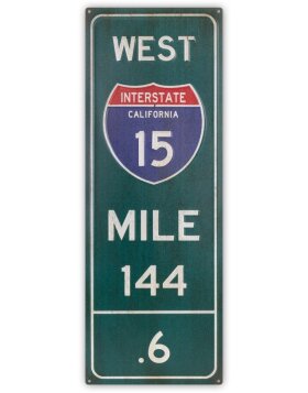 ZEP Tin Sign WEST 20x55x0,4 cm Traffic Sign Interstate