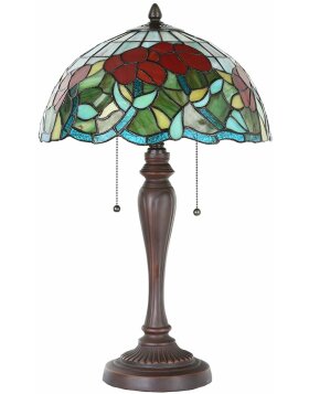 Clayre & Eef 5LL-1209 Table Lamp Tiffany Ø 35x58 cm E27-max 2x60W Green - Red