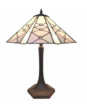 Clayre & Eef 5LL-5615 Table Lamp Tiffany Ø 42x54 cm E27-max 2x60W Pink - White