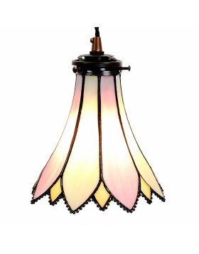 Clayre & Eef 5LL-6196 Lampa wisząca Tiffany Ø 15x115 cm E14-max 1x40W Różowy - Beżowy