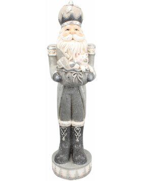 Clayre & Eef 5PR0092 Decoration Father Christmas 22x21x82 cm Silver-coloured