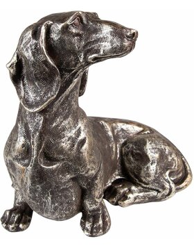Clayre & Eef 6PR3645 Dekoration Statue Hund (Dackel) 27x15x23 cm Silberfarbig