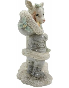 Clayre & Eef 6PR4812 Decoration Child with Deer 12x6x13 cm Silver-coloured