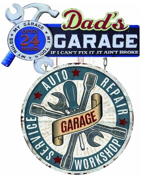 Clayre & Eef 6Y5064 Text Sign 48x1x60 cm Blue Dads Garage