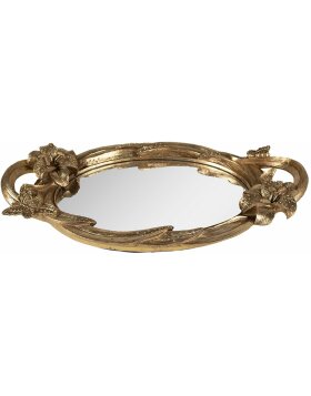 Clayre & Eef 65131 Vassoio decorativo con specchio 45x25x5 cm Oro Ovale