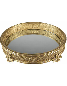Clayre & Eef 65132 Decorative Tray with Mirror 37x29x8 cm Gold-coloured Round