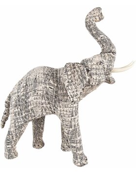 Clayre & Eef 65181M Dekoration Elefant 30 cm Weiß - Schwarz
