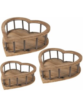 Clayre & Eef 6H2230 Basket Wood (3 pieces) 33x33x10 - 26x26x9 - 20x20x8 cm Brown