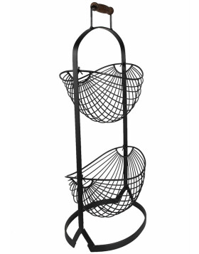 Clayre & Eef 6Y5410 Iron Shelf with Baskets 27x19x57 cm Black Oval