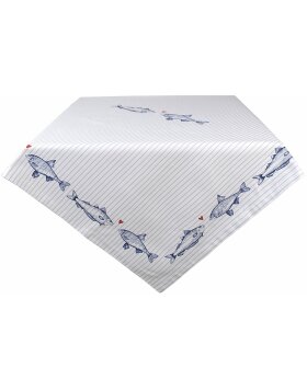 Clayre & Eef SSF05 Tablecloth 150x250 cm White - Blue Rectangle