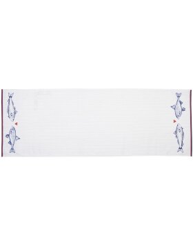 Clayre & Eef SSF64 Table Runner 50x140 cm White - Blue Rectangle