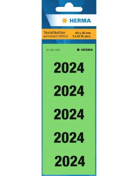 HERMA 1684 Year 2024 Folder Labels 60x26mm Green Permanent
