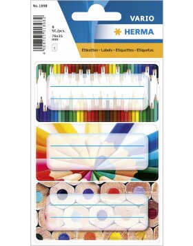 HERMA 1898 coloured pencils design stickers 76x35 mm 9...