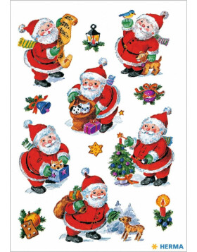 Etykiety dekoracyjne decor Christmas Funny Father Christmas 3 arkusze.
