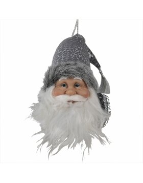 Clayre & Eef 65269 Pendant Father Christmas Grey White 10x9x28 cm