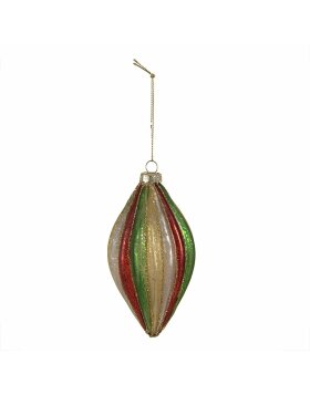 Clayre & Eef 6GL4339 Christmas bauble red green Ø 7x13 cm