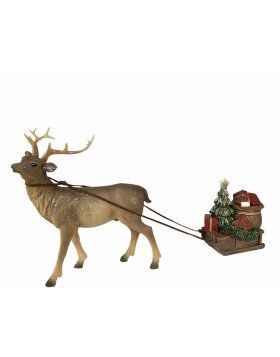 Clayre &amp; Eef 6PR3909 Decorative Reindeer with Sleigh...
