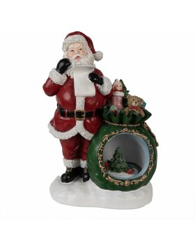 Christmas decoration Father Christmas with snow globe LED red, white, green 26x16x36 cm
