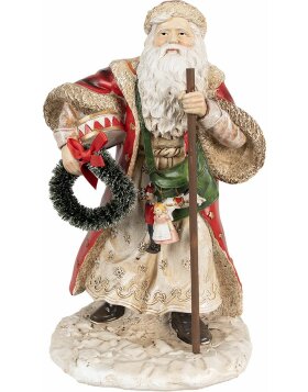 Clayre & Eef 6PR3970 Christmas Decoration Statue Father Christmas Red 16x14x25 cm